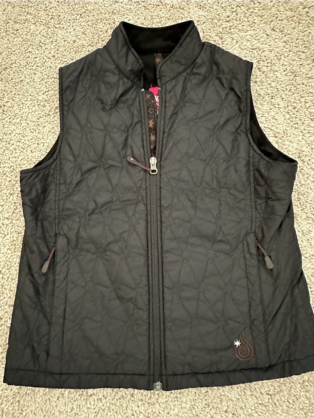 ISIS Black Quilted Insulated Vest Womens Size 6 Thermolite Full Zip Puffer